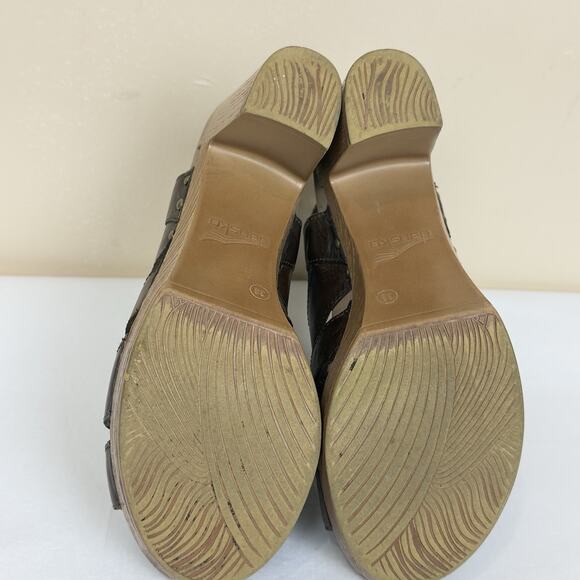 Dansko Demetra Brown Wooden Heel Sandals Women’s Size 38 - Picture 10 of 14